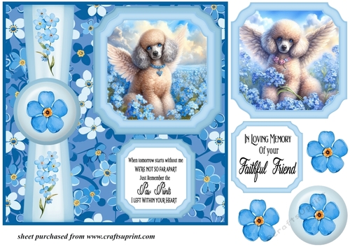 Forget me not 2 panel Poodle card front 