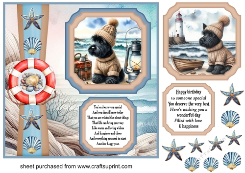 2 Panel Scottie by the sea card front 1