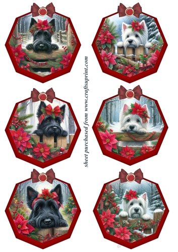 Christmas Scottie and Westie tags