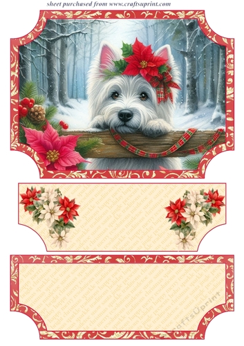 Poinsettia Westie easel topper and layered stopper(no base)1