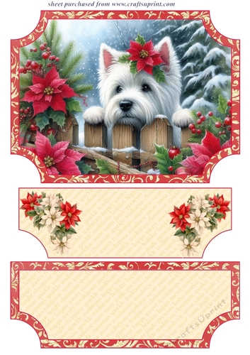 Poinsettia Westie easel topper and layered stopper(no base)2