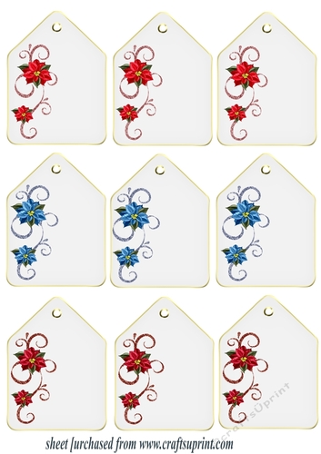 9 Christmas poinsettia gift tags