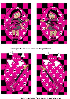 4 Pink and Black Emo Girl Toppers