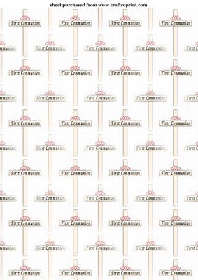 Pink Hearts White Cross First Communion Backing