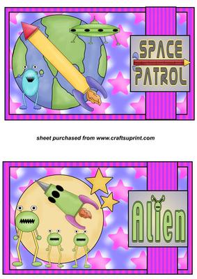 2 Childrens Space Card Fronts/toppers