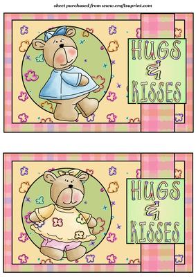 2 Hugs and Kisses Bear Toppers Set 1