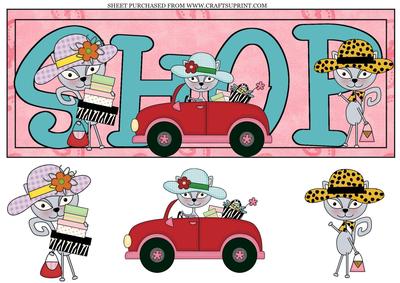 Shopping Kitties Card Front 1