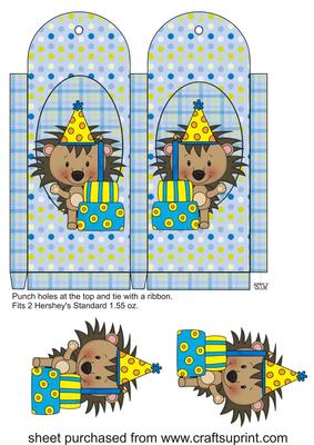 Blue Birthday Hedgehog Chocolate Bar Holder 1