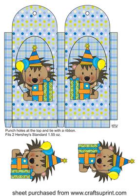 Blue Hedgehog Birthday Chocolate Bar Holder 2
