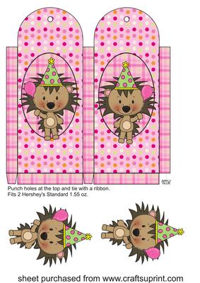 Pink Birthday Hedgehog Chocolate Holder 3