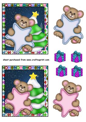 Boy and Girl Christmas Star Bear Toppers