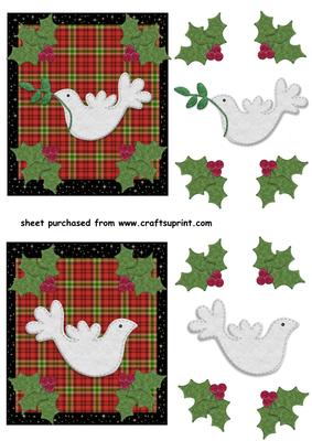 2 Tartan Dove Christmas Toppers