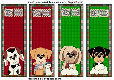4 Frosty Pooch Bookmarks/toppers