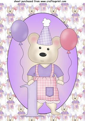 Larde Age 1 Birthday Bear Topper