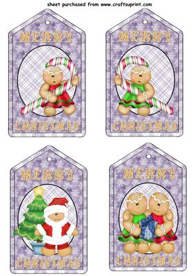 4 Christmas Gingerbread Tag Toppers 1