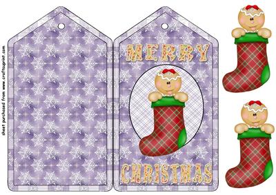 Gingerbread Stocking Christmas Tag Card 1