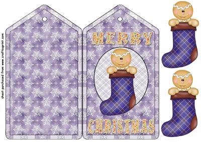 Gingerbread Stocking Christmas Tag Card 2