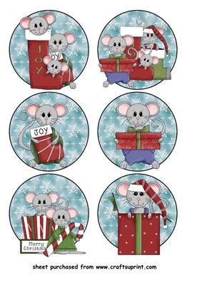 6 Christmas Mouse Toppers