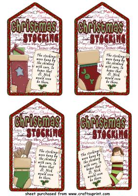 4 Christmas Stocking Tag Toppers