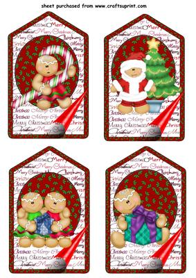 4 Red Christmas Gingerbread Toppers