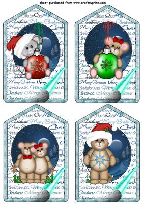 4 Christmas Critter Tag Toppers 3