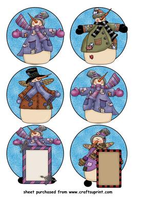 6 Christmas Snowman Toppers