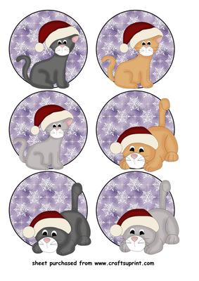 6 Christmas Cat Toppers