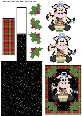 Christmas Cow Easel Card 1