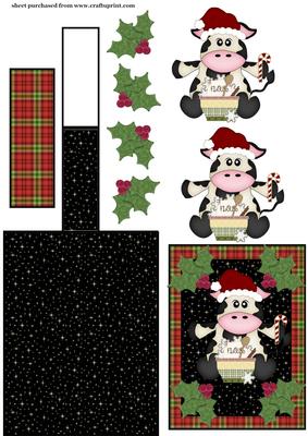 Christmas Cow Easel Card 2