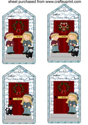 4 Blue Christmas Kids Tag Toppers