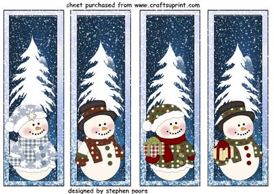 4 Jolly Christmas Snowman Bookmarks