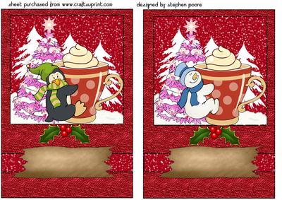 2 Red Winter Warmer Card Fronts