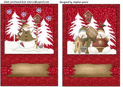 2 Red Snowman Card Fronts