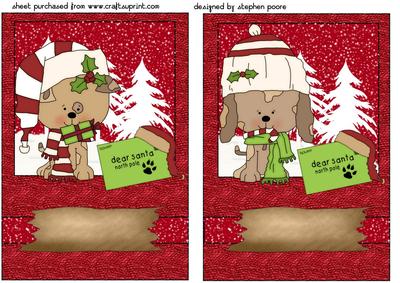 2 Red Christmas Puppy Card Fronts 2