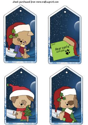 4 Christmas Puppy Tag Toppers 2