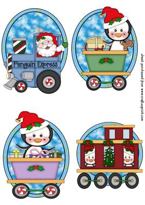 4 Christmas Penguin Toppers