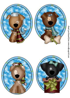 4 Christmas Puppy Toppers