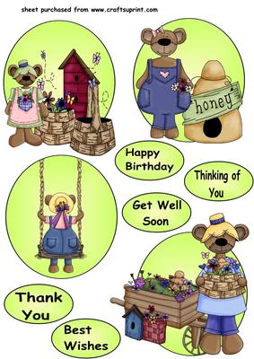 4 Garden Bear Toppers