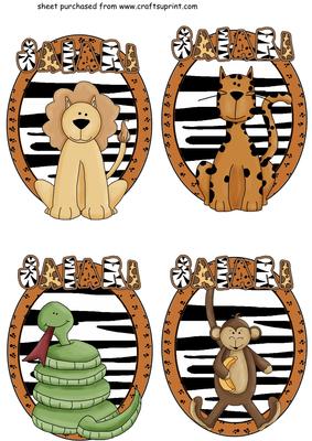 4 Safari Animal Toppers