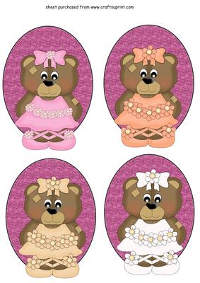 4 Ballerina Bear Toppers