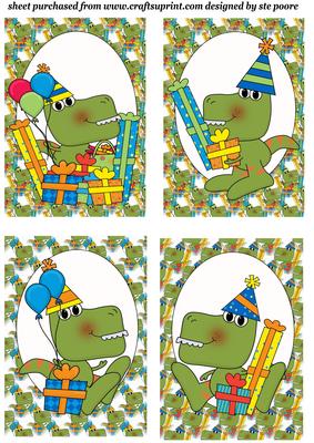 4 Dino Birthday Toppers