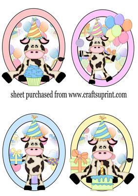 4 Birthday Cow Toppers