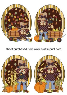 4 Autumn Scarecrow Toppers