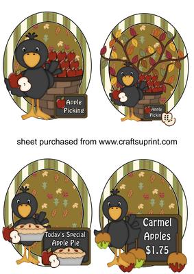 4 Autumn Crow Toppers
