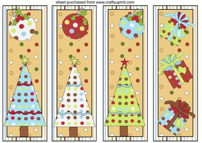 4 Christmas Decoration Bookmarks/toppers 1