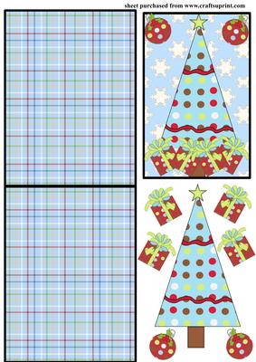 Blue Christmas Tree Over the Edge Card