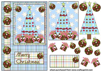 Blue and Chocolate Christmas Tree Card Front