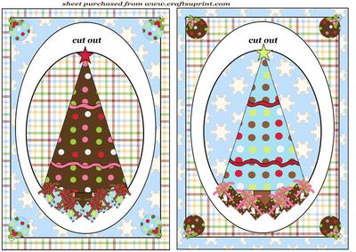 Chocolate and Blue Christmas Dangler Card Fronts