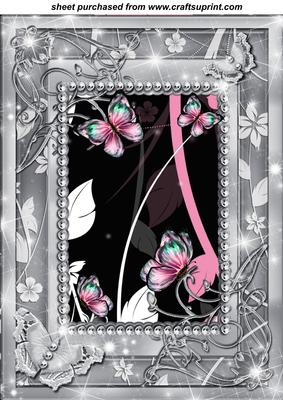 Black Pink and Grey Framed Butterfly Topper 2