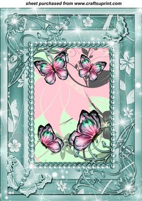 Green and Pink Floral Butterfly Topper 1